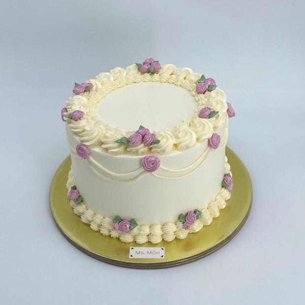 Vintage Cake with Pink Flowers