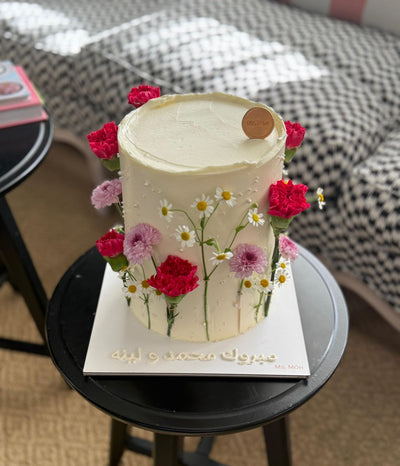 Double Barrel Flowered Cake