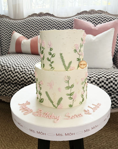 Floral Tiered Cake - White
