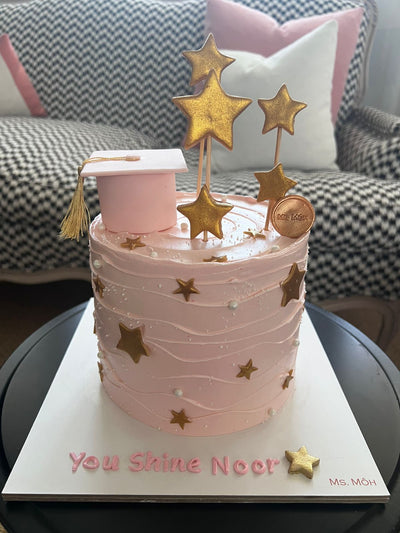Golden Stars Graduation Cake